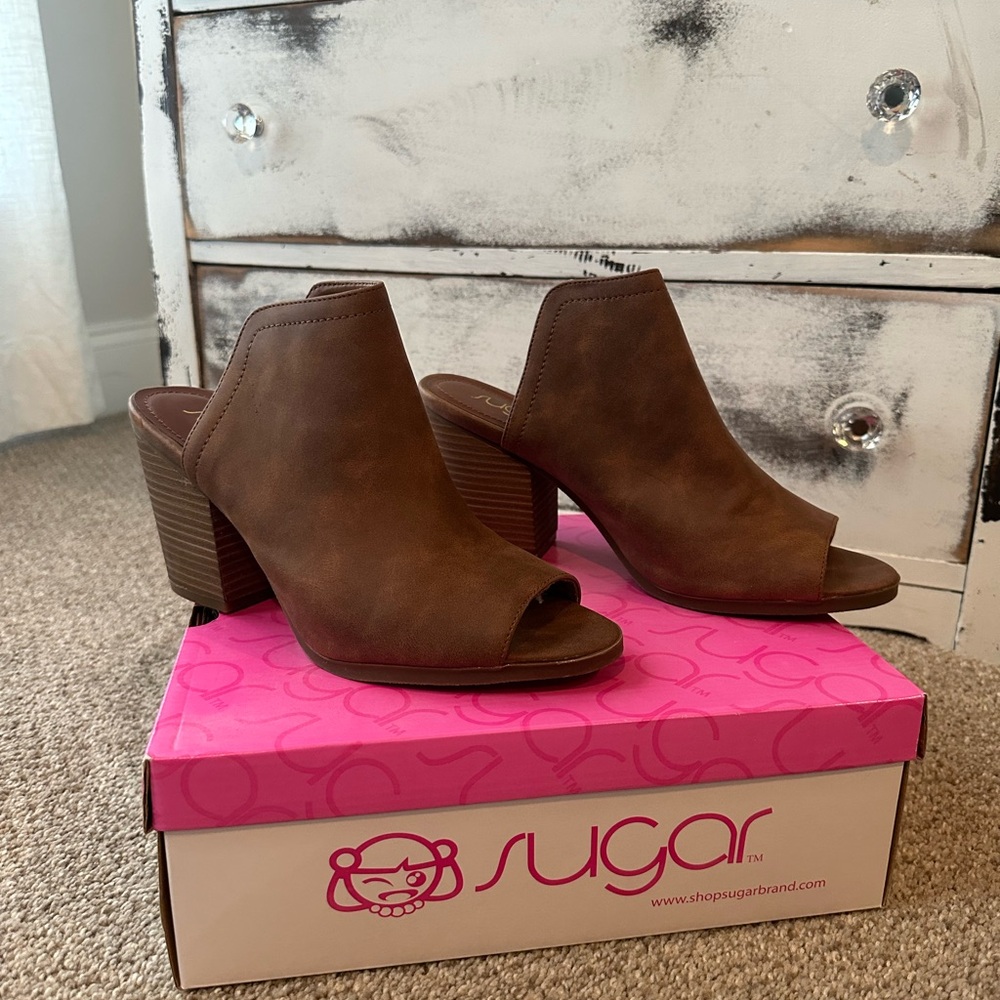Sugar Brown Peep Toe Booties